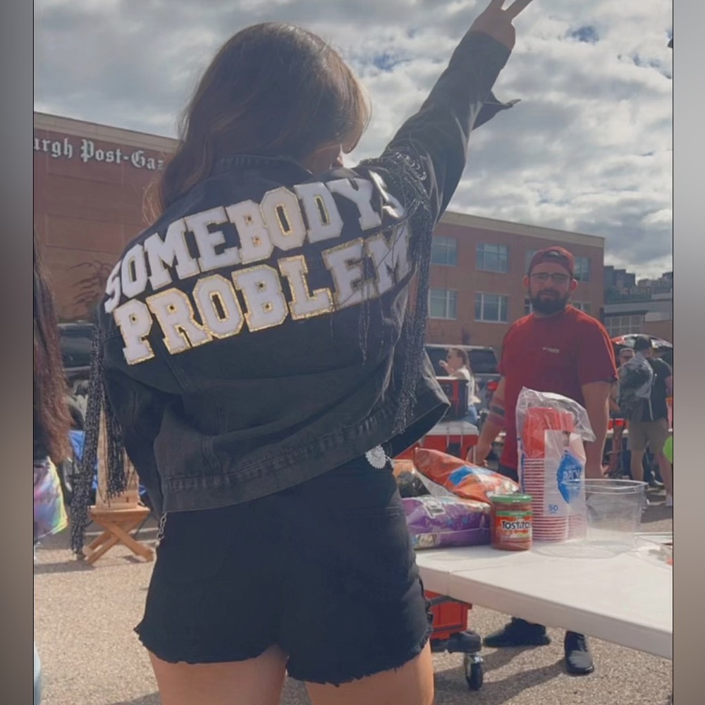 Black denim customized jacket